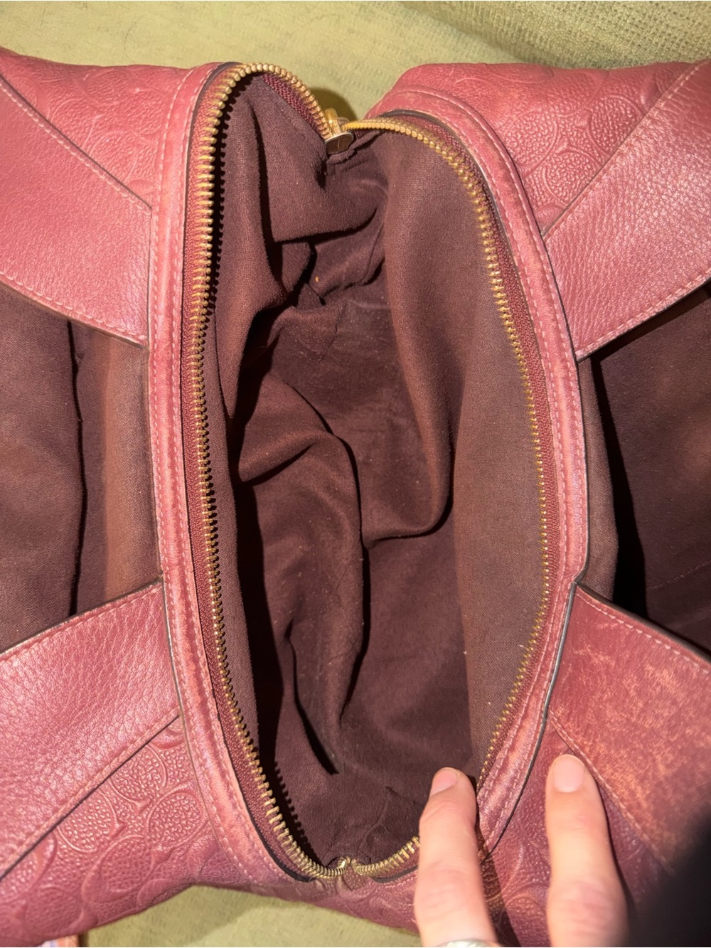 Coach Burgundy Lexy Shoulder Bag With Debossed C Logos (F48338) - Picture 11 of 15